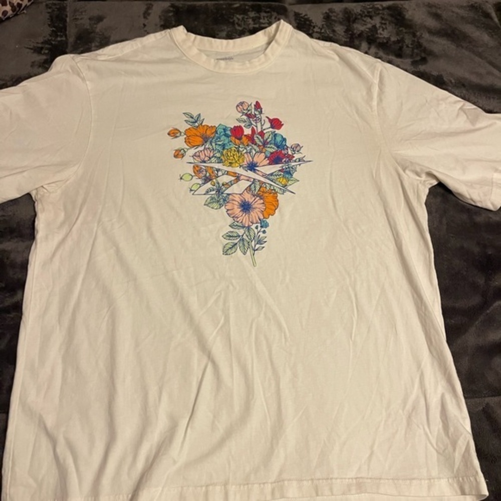 Reebok White Tee with Colorful Floral Design